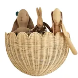 Gewellter Wandkorb - Gewebter Rattan Jakobsmuschel Wandkorb | Hängende Weidenkörbe | Scalloped Hanging Wicker Baskets | Handgefertigter Weidenkorb | Aufbewahrungs Organizer