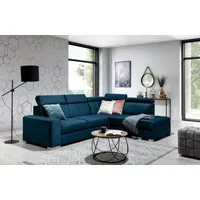 Fun Möbel Ecksofa Ecksofa Schlafsofa NOLAN inkl. USB-Anschluss, inkl. Bettkasten, Kopfteil verstellbar, Rundumbezug, inkl. USB-Anschluss blau