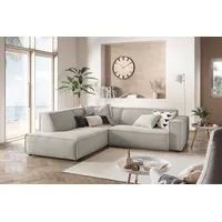 KAWOLA Sofa SAMU Ecksofa Cord steingrau Recamiere links -