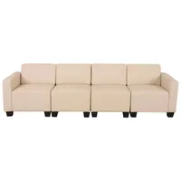 Mendler Modular 4-Sitzer Sofa Couch Lyon, Kunstleder ~ creme