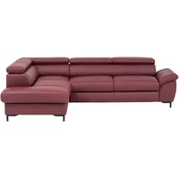 Stylife Ecksofa, Bordeaux, Leder, Echtleder, Rindleder, 3-Sitzer, Ottomane links, L-Form, 268x213 cm, Goldenes M, Bettkasten erhältlich, Fußauswahl, Lederauswahl, Bettfunktion Hocker erhältlich, Wohnzimmer, Sofas & Couches, Wohnlandschaften, Ecksofas