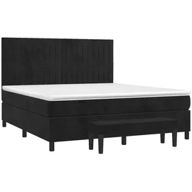 vidaXL Boxspringbett mit Matratze Schwarz 180x200 cm Samt
