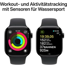 Apple Watch Series 10 GPS + Cellular 42 mm Aluminiumgehäuse diamantschwarz Sportarmband schwarz S/M