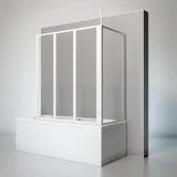 Schulte Duschabtrennung für Badewanne, 3-teilig mit Seitenwand, Faltwand: 129 cm, Seitenwand geeignet für eine Wannentiefe: von 68 - 71 cm, ... - Weiß,