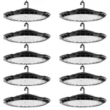 Sararoom Strahler Industrielampe Hallenstrahler Werkstattlampe - 10er 150W UFO LED High Bay Licht 15000LM Baustrahler, 6500K Kaltweiß Industrial LED Deckenleuchte Kronleuchter für Keller Garage Lager