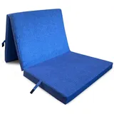 Katex 3 teilige Klappmatratze 10 cm dick Matratze für Faltmatratze, Gästematratze, faltbar, Camping Sitzblock, Bezug ist maschinenwaschbar(Blau195x80x10cm)