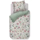 Pip Studio Bettwäsche Viva Las Flores Weiß Perkal Blüten Knospen Beeren Schmetterlinge Stiele, Größe:155 cm x 220 cm