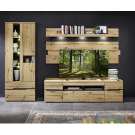 Die Möbelfundgrube Wohnwand Artisan Eiche Graphit 287 cm mit Beleuchtung / Memphis