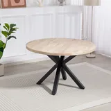 Esstisch DUO COLLECTION "Damira Tisch rund", beige (wildeiche, nachbildung, natur, schwarz, wildeiche, nachbildung, natur), B:120cm H:76cm T:120cm, Tische, Esstisch, Massives Metallgestell, Belastbarkeit bis 100 kg