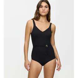 Badeanzug TRIUMPH "Summer Twist OP 01", Damen, Gr. 38, Cup B, schwarz, Microfaser, Obermaterial: 77% Polyamid, 23% Elasthan, elegant, Badeanzüge, Eleganz und Komfort