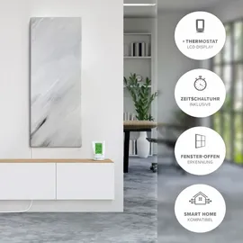 marwona Naturstein Infrarotheizung 800 Watt inkl. Digitalthermostat I Energiesparende Infrarot Wandheizung I 5 Jahre Garantie I Made in Germany I Bianco