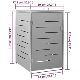 vidaXL Mülltonnenbox für 1 Tonne 69 x 77,5 x 115 cm grau