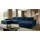 A&J MöbelLand Ecksofa Polyester mit Schlaffunktion 3-Sitzer Blau