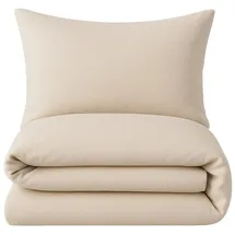 nyvi Biber Winter Bettwäsche Deluxe mit Reißverschluss - Flauschige Bettgarnitur, 100% Baumwolle, 145g/m2, Einlaufschutz Farbe:Beige;Größe:135x200 cm