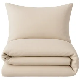 nyvi Biber Winter Bettwäsche Deluxe mit Reißverschluss - Flauschige Bettgarnitur, 100% Baumwolle, 145g/m2, Einlaufschutz Farbe:Beige;Größe:135x200 cm