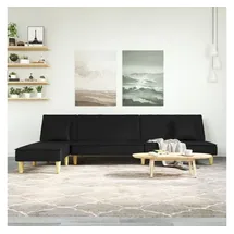 vidaXL Schlafsofa in L-Form Schwarz 255x140x70 cm Stoff