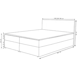 venasi CALIDO Boxspringbett 140x200 mit 2 Bettkästen und TOPPER H2/H3 Matratze SCHWARZ Aragon 99 - Schwarz