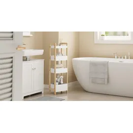 SoBuy Badezimmerregal Aufbewahrungsmöbel Weiß Skandinavisch FRG226-H-WN