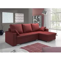 Fun Möbel Ecksofa Sofa ADARA mit Schlaffunktion Kunstleder Rot Ottomane Rechts - Schwarz