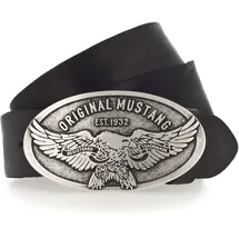 Mustang Herrengürtel Leder 4 cm schwarz 85