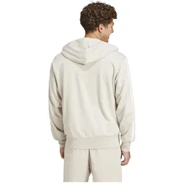adidas Men's Essential Three Stripes French Terry Fullzip Hoodie, Wonder Alumina/White, XS