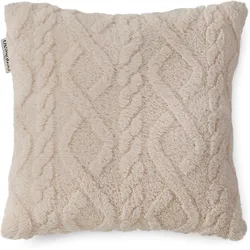 Dekokissen DESCANSO "Jacquard teddy", beige (ecru, jaquard, struktur, unifarben), B:40cm H:9cm L:40cm Ø:40cm, Polyester, Jacquard, Dekokissen_Sitzkissen_Kissenhüllen, Dekokissen, Zierkissen, Weich, 40x40 cm, Teddy, Jacquard