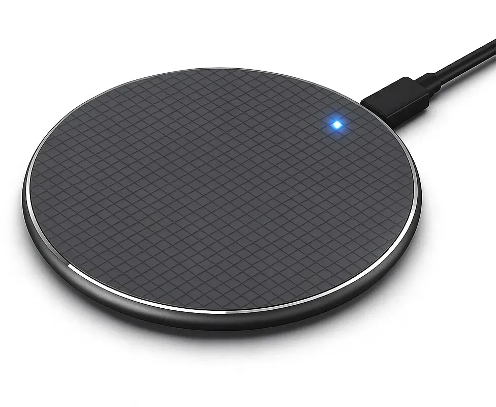 QI Wireless Ladestation Induktives Ladegerät mit Kabel Schwarz geeignet für iPhone Samsung Google Pixel Xiaomi und weitere Smartphones