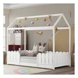 XDeer Hausbett 90 x 200 cm Holz weiß
