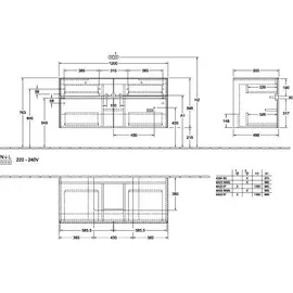Villeroy & Boch Collaro Waschtischunterschrank, 4 Auszüge, C07000MS,