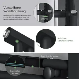 mai & mai Badheizkörper 600 x 1600 mm 800 W grau Seitenanschluss
