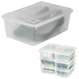 Tectake Schuhbox 33 x 23 x 12 cm 24-tlg. transparent/weiß