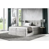 Fun Möbel Boxspringbett Schlafzimmerbett BURGOS 180x200cm Stoff Fresh Grau - Grau