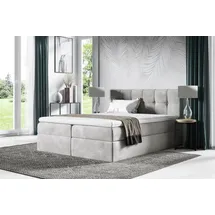 Fun Möbel Boxspringbett Schlafzimmerbett BURGOS 180x200cm Stoff Fresh Grau - Grau