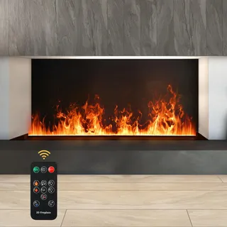 Elektrokamin, 3D Wasserdampfkamin mit Fernbedienung, Kamin Wasserdampf Realistische Flammenfarbe, 80cm