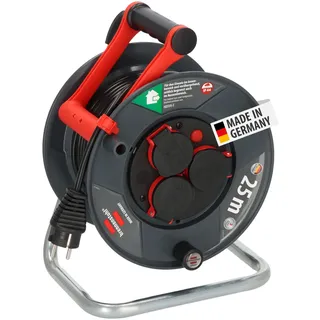 Brennenstuhl Garant V2 IP44 Kabeltrommel 25m outdoor (Made in Germany, 3 Schutzkontakt-Steckdosen mit erhöhtem Berührungsschutz, Spezialkunststoff)