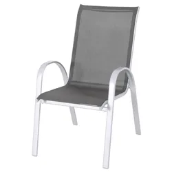 aro Outdoor-Stapelstuhl mit Armlehne, Stahl/Textilen-Bespannung, schwarz/silber