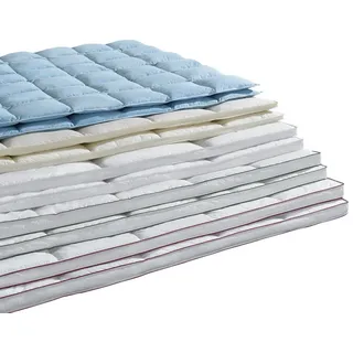 RIBECO Federbettdecke + Kopfkissen Überraschungspaket, 2-tlg, Decke mit Kissen, Füllung: 90% Federn, 10% Daunen, Bezug: 100% Baumwolle, LAGERRÄUMUNG! Solange der Vorrat reicht! verschiedene Größen weiß