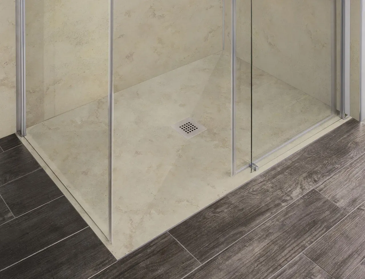HSK Duschbodenelement mit Renodeco-Oberfläche, 90 x 120 x 5,0 cm, Sandstein, Farbe: terra-grau 5194120-615