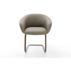 DeLife Freischwinger Vinka-Flex mit Armlehnen Echt-Leder Schlamm Freischwinger flach Effektfinish Titan Taschenfederkern,