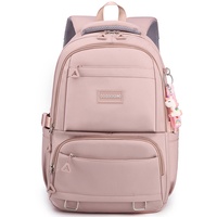 ibalulu Rucksack Damen Schulrucksack 15.6 Zoll Laptop Rucksack, Nylon Schulranzen Teenager Multi-Tasche Wasserdicht Schultasche Daypacks Groß Backpack(Rosa)