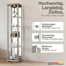 K-Möbel Glasvitrine C1016 176 x 37 x 33 cm Schwarz