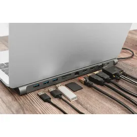 Digitus 11-Port USB-C Dock grey, 2x HDMI, VGA, Grau