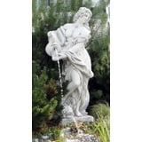 Casa Padrino Jugendstil Wasserspeier Skulptur Frau mit Krug Grau 44 x 40 x H. 140 cm - Elegante Wasserspeier Stein Figur - Barock & Jugendstil Garten Deko Accessoires