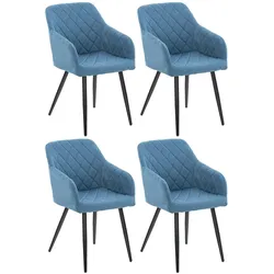 CLP 4er Set Esszimmerstuhl Shila blau/Stoff