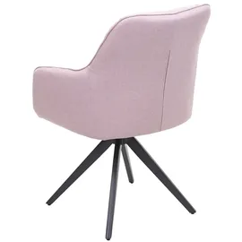 Mendler Esszimmerstuhl HWC-H73, Küchenstuhl Stuhl Armlehnstuhl, Retro Stahl Stoff/Textil ~ rosa