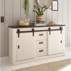 furn.design Sideboard 162 x 91 x 43 cm Weiß / Anthrazit