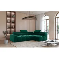 Fun Möbel Ecksofa Designersofa DARCY in Stoff Salvador Flaschengrün