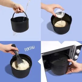 Reishunger Mikrowellen Reiskocher (1,7 l) - schwarz - Für perfekt gegarten Reis in nur 12 Minuten - Spülmaschinengeeignet