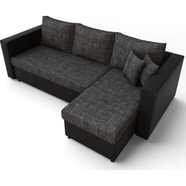 Vicco Ecksofa mit Schlaffunktion Sofa Couch Schlafsofa Bettfunktion Taschenfederkern Grau Schwarz