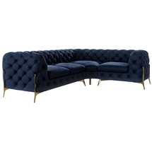 s-style möbel Ecksofa mit Goldene Metall Füßen - 2 Jahre Gewährleistung / mind. 14 Tage Rückgaberecht / Blau